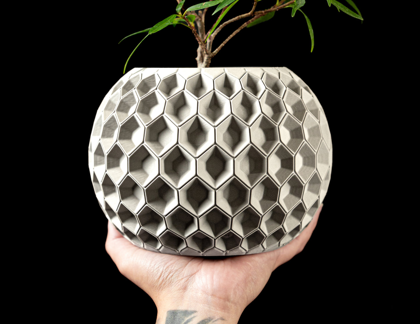 Planter-02: Architectural indoor planter with integrated drainage and matching saucer