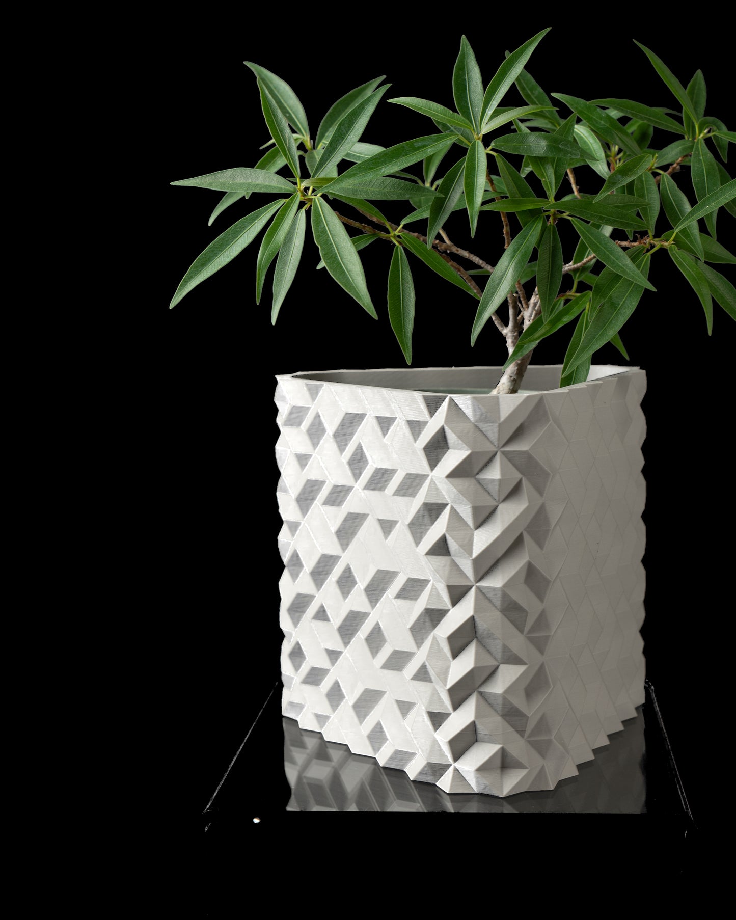Planter-07: Cobble Indoor Planter With Integrated Drainage and Matching Saucer