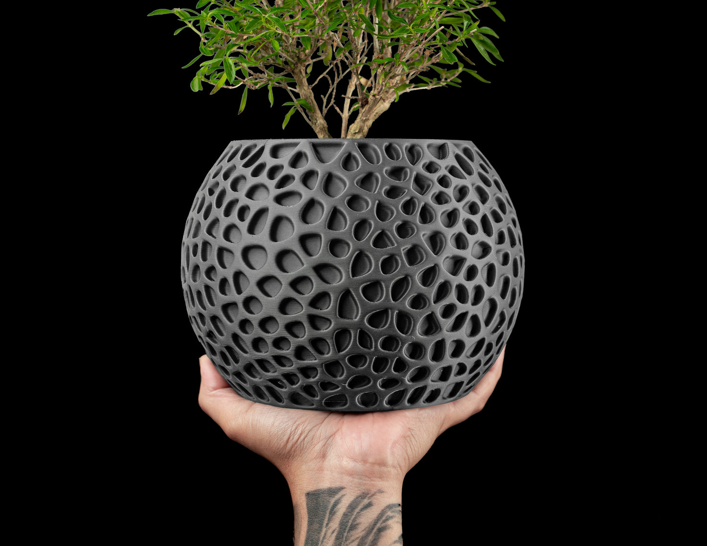 Planter-03: Textural Indoor Planter with Integrated Drainage and Saucer
