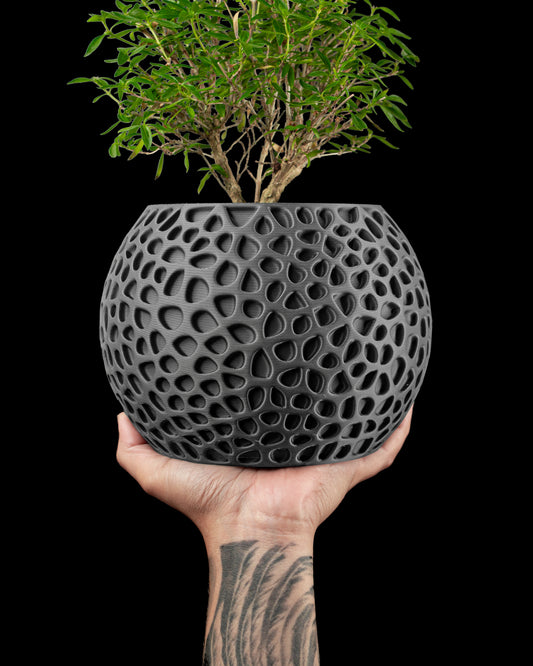 Planter-03: Textural Indoor Planter with Integrated Drainage and Saucer